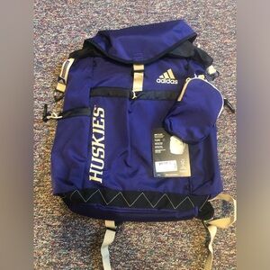adidas Washington Huskies Utility Premium Backpack Purple Gold Unisex NEW
